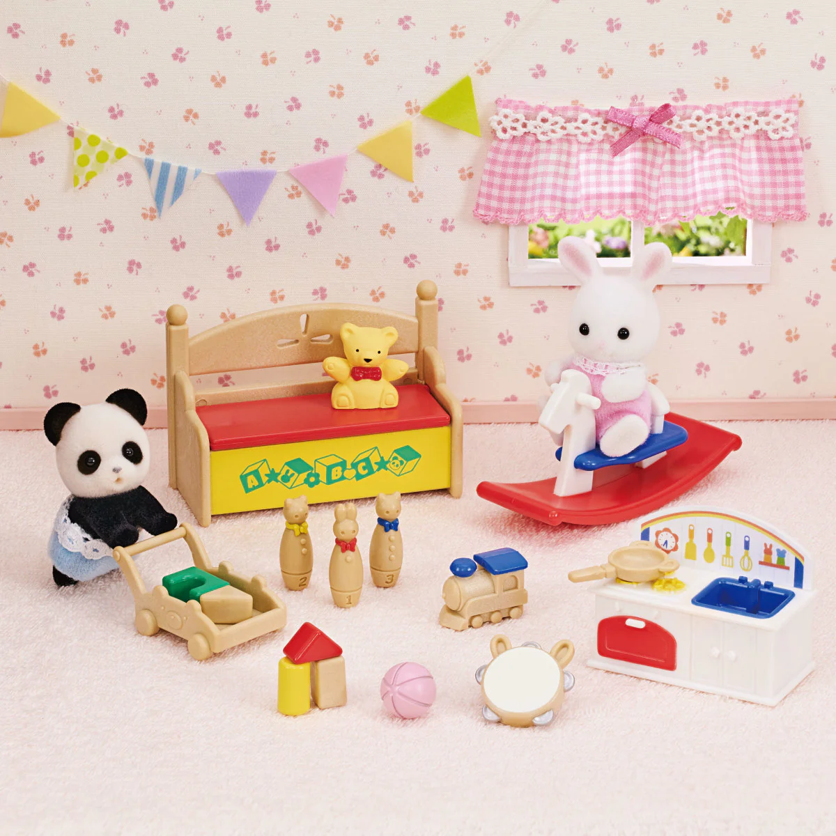 Calico Critters Baby's Toy Box -Snow Rabbit & Panda Babies - Image 2