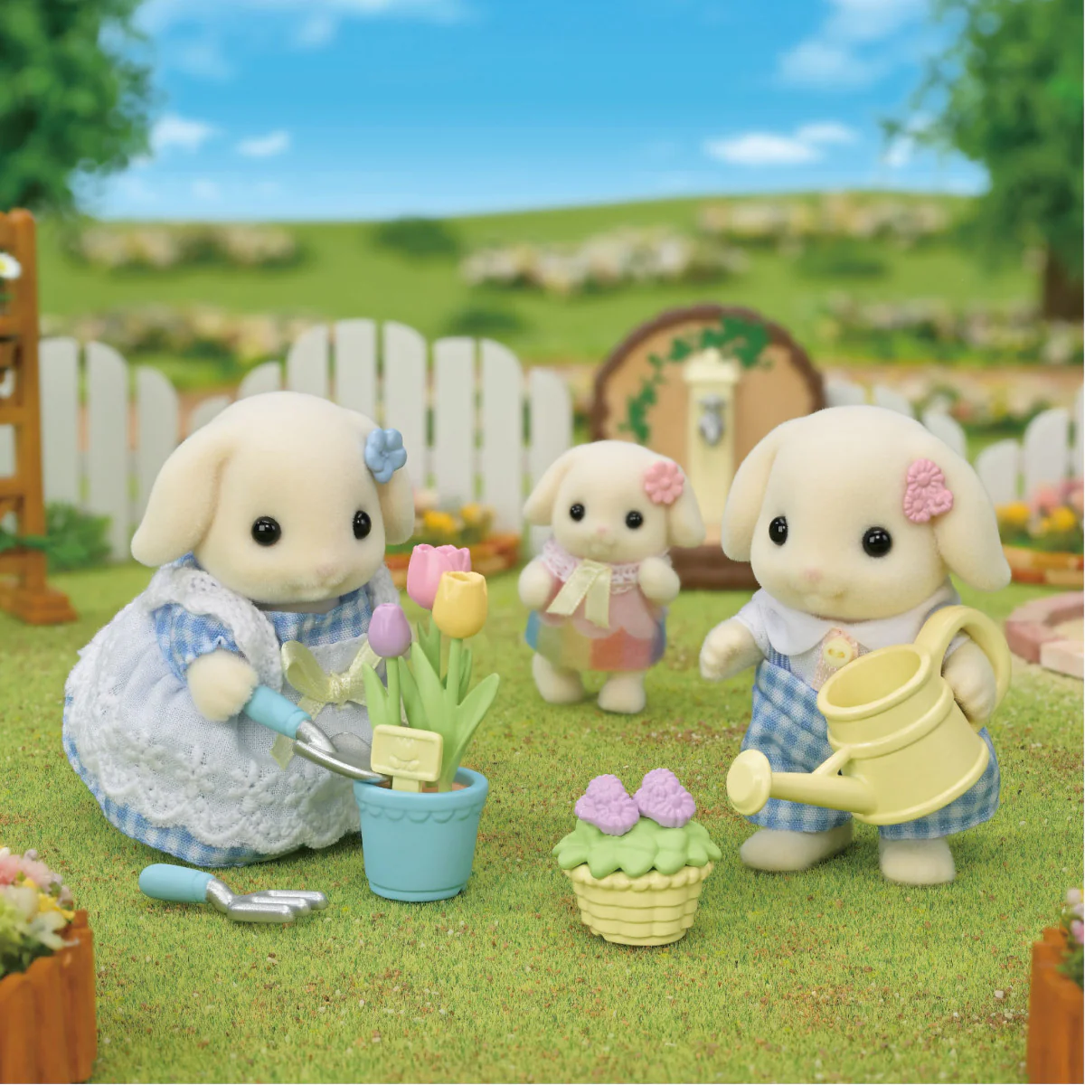 Calico Critters Blossom Gardening Set -Flora Rabbit Sister & Brother - Image 2
