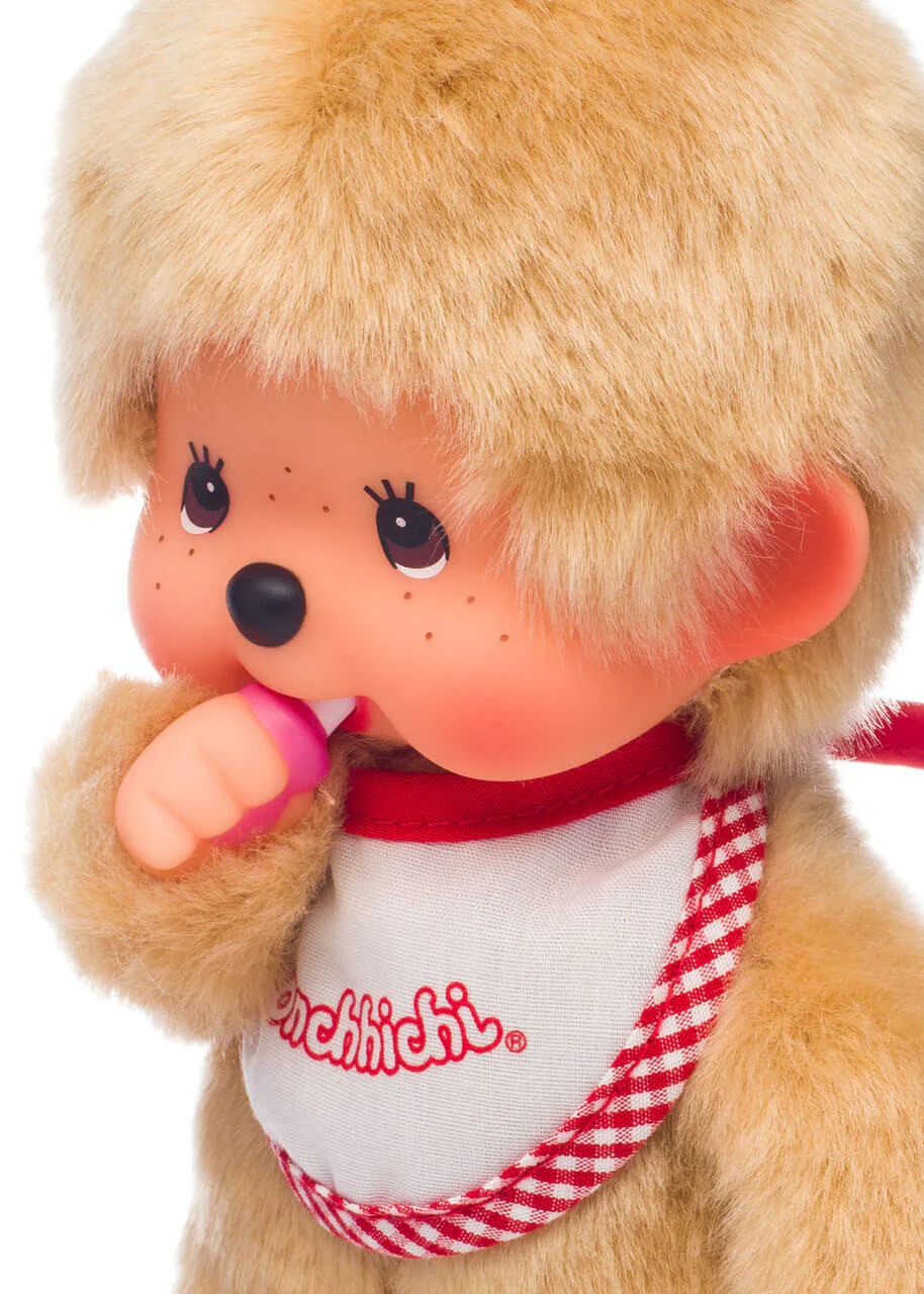 Monchhichi Beige Plush With Bib - Red/White - Image 3