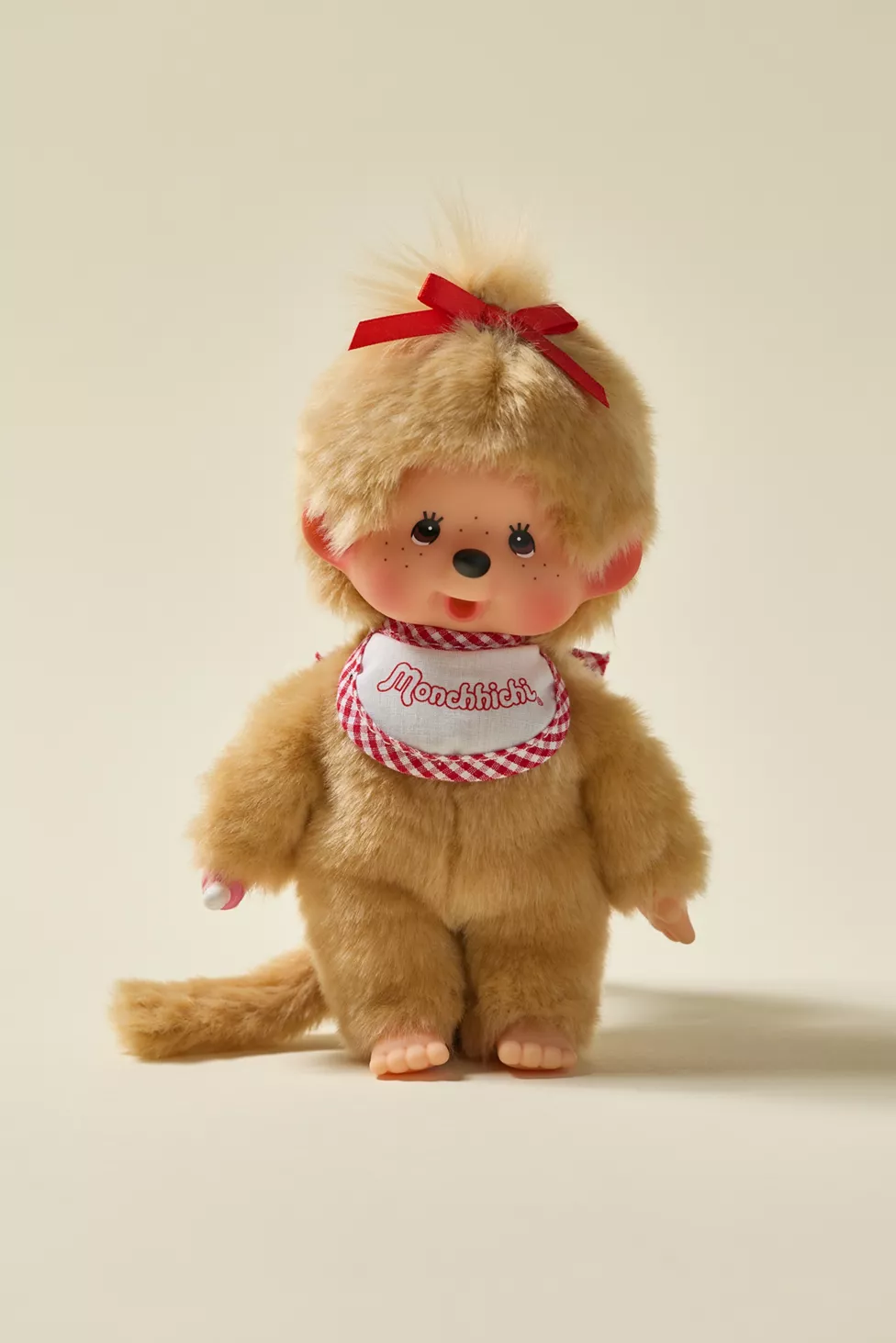 Monchhichi Beige Plush With Bib - Red/White - Image 9
