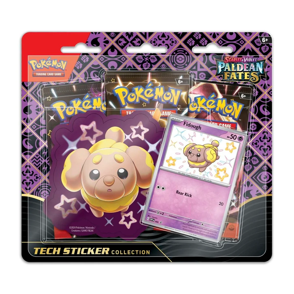 Pokémon TCG: Scarlet & Violet-Paldean Fates Tech Sticker Collection (Shiny Fidough, Shiny Maschiff, Shiny Greavard)