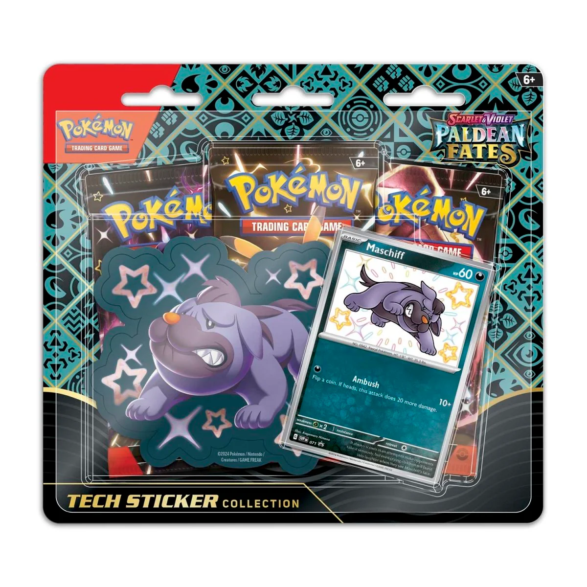 Pokémon TCG: Scarlet & Violet-Paldean Fates Tech Sticker Collection (Shiny Fidough, Shiny Maschiff, Shiny Greavard) - Image 3