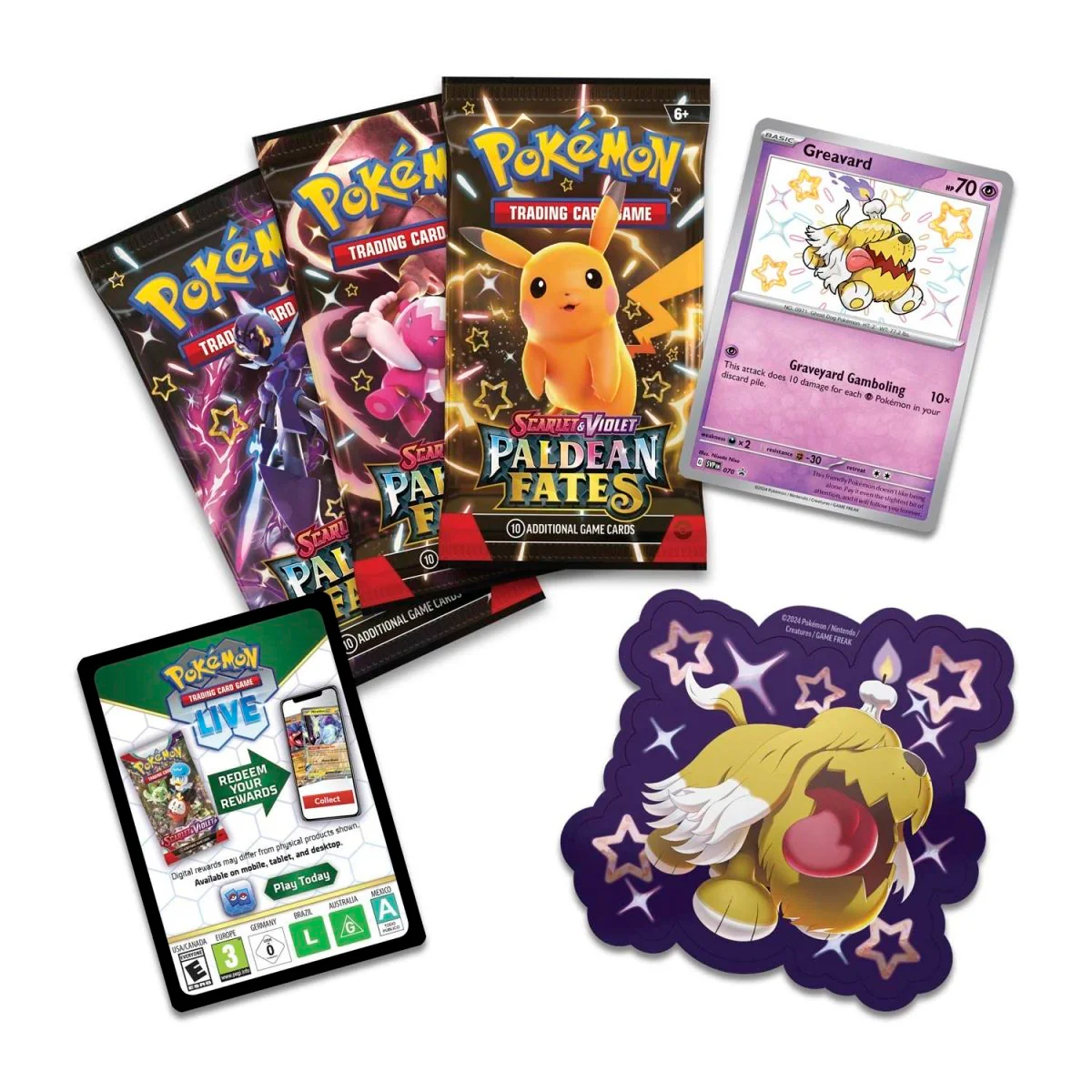 Pokémon TCG: Scarlet & Violet-Paldean Fates Tech Sticker Collection (Shiny Fidough, Shiny Maschiff, Shiny Greavard) - Image 6