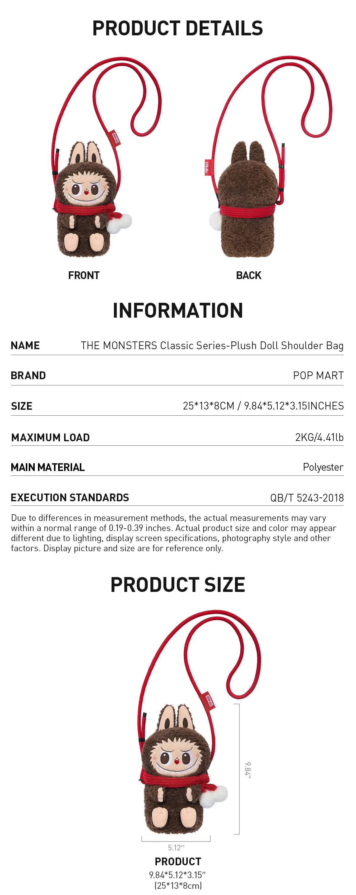 THE MONSTERS Classic Series-Plush Doll Shoulder Bag - Image 5