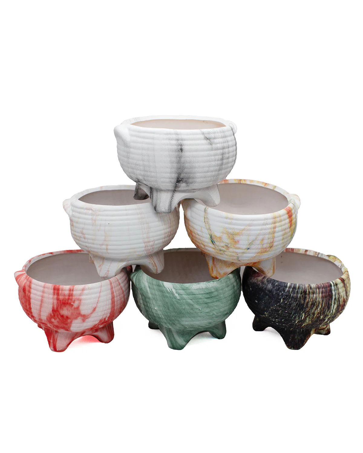 Rippled Marble Pot with Foot - Image 3